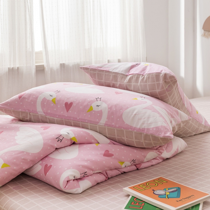 91家纺网 家纺一手货源 找家纺 时年 2019全棉小可爱四件套 天鹅公主