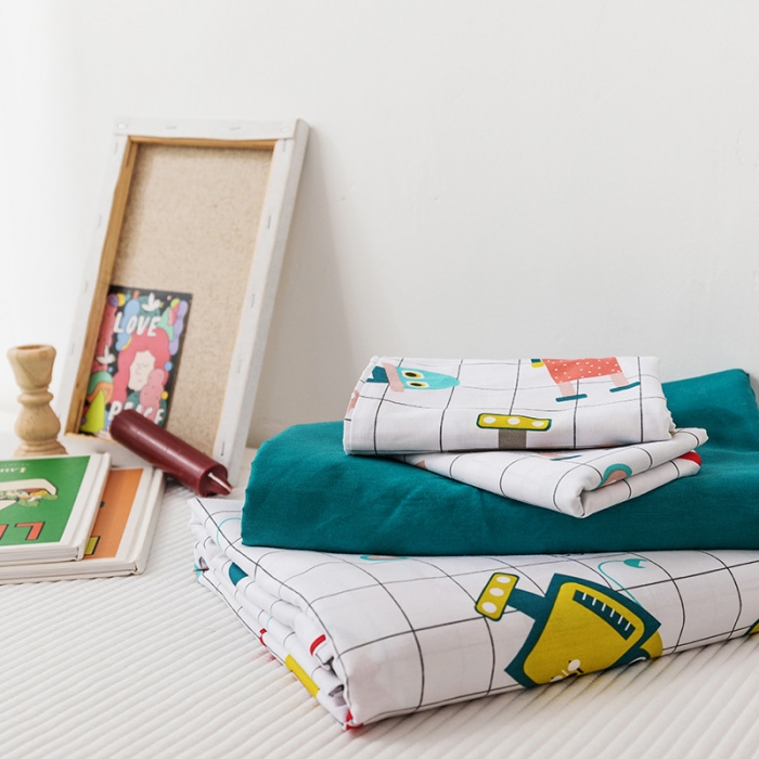 91家纺网 家纺一手货源 找家纺 时年 2019全棉小可爱四件套 小小机器人