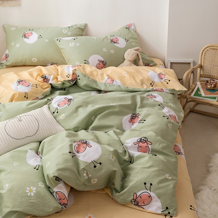 91家纺网 家纺一手货源 找家纺 时年 2019全棉小可爱四件套 小羊咩咩