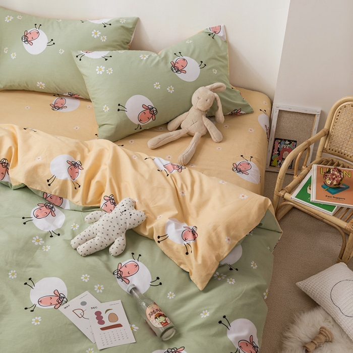 91家纺网 家纺一手货源 找家纺 时年 2019全棉小可爱四件套 小羊咩咩