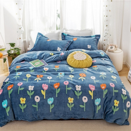 91家纺网 家纺一手货源 找家纺 （总）时年 2019牛奶绒印花保暖四件套