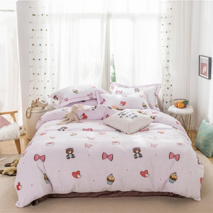 91家纺网 家纺一手货源 找家纺 （总）时年 2019牛奶绒印花保暖四件套