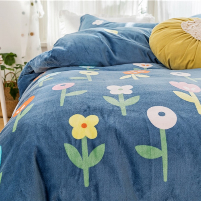 91家纺网 家纺一手货源 找家纺 时年 2019牛奶绒印花保暖四件套 露娜