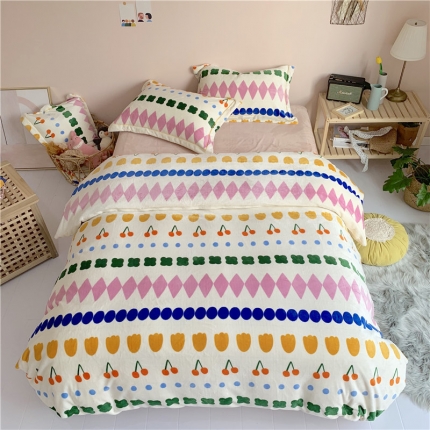 91家纺网 家纺一手货源 找家纺 （总）时年 2019牛奶绒印花保暖四件套（手机实拍图）