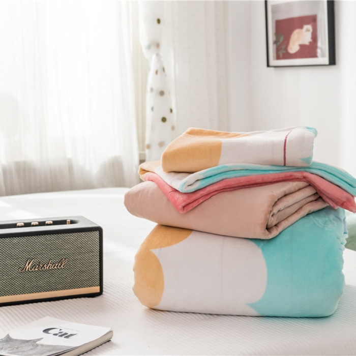 91家纺网 家纺一手货源 找家纺 时年 2019牛奶绒印花保暖四件套 彩虹星空