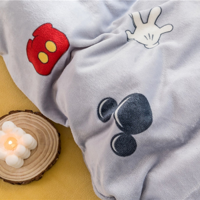 91家纺网 家纺一手货源 找家纺 时年 2019牛奶绒印花保暖四件套 米老鼠