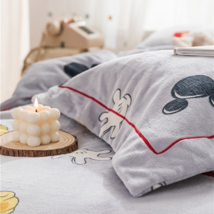 91家纺网 家纺一手货源 找家纺 时年 2019牛奶绒印花保暖四件套 米老鼠