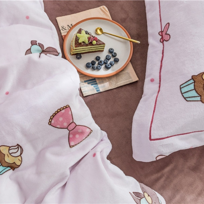 91家纺网 家纺一手货源 找家纺 时年 2019牛奶绒印花保暖四件套 童趣