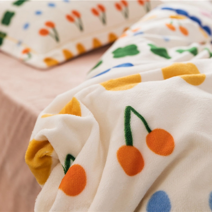 91家纺网 家纺一手货源 找家纺 时年 2019牛奶绒印花保暖四件套 薇薇安-粉