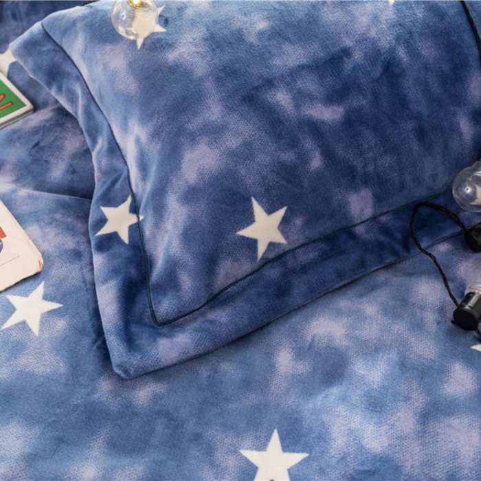 91家纺网 家纺一手货源 找家纺 时年 2019牛奶绒印花保暖四件套 星云