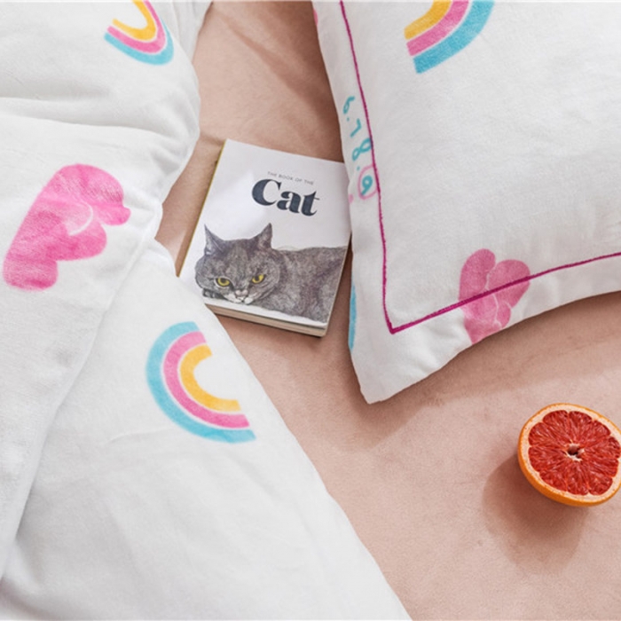 91家纺网 家纺一手货源 找家纺 时年 2019牛奶绒印花保暖四件套 棉花糖