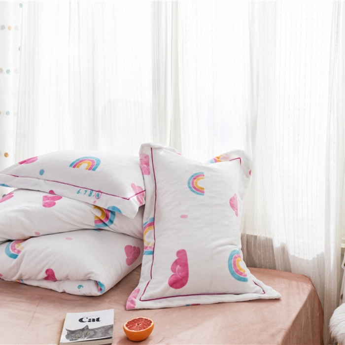 91家纺网 家纺一手货源 找家纺 时年 2019牛奶绒印花保暖四件套 棉花糖