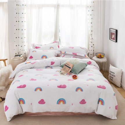 时年 2019牛奶绒印花保暖四件套 棉花糖