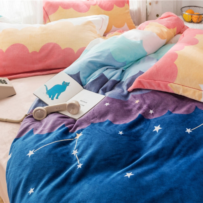 91家纺网 家纺一手货源 找家纺 （总）时年 2019牛奶绒印花保暖四件套