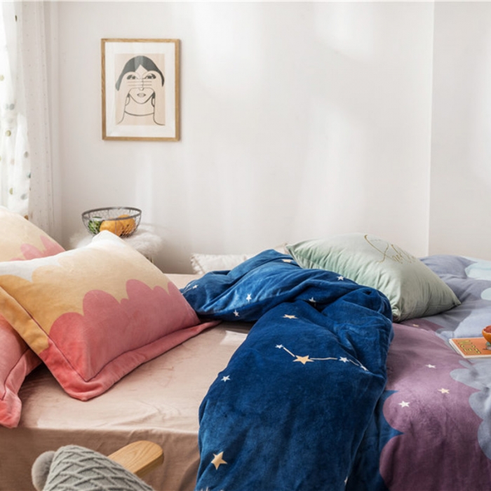 91家纺网 家纺一手货源 找家纺 （总）时年 2019牛奶绒印花保暖四件套