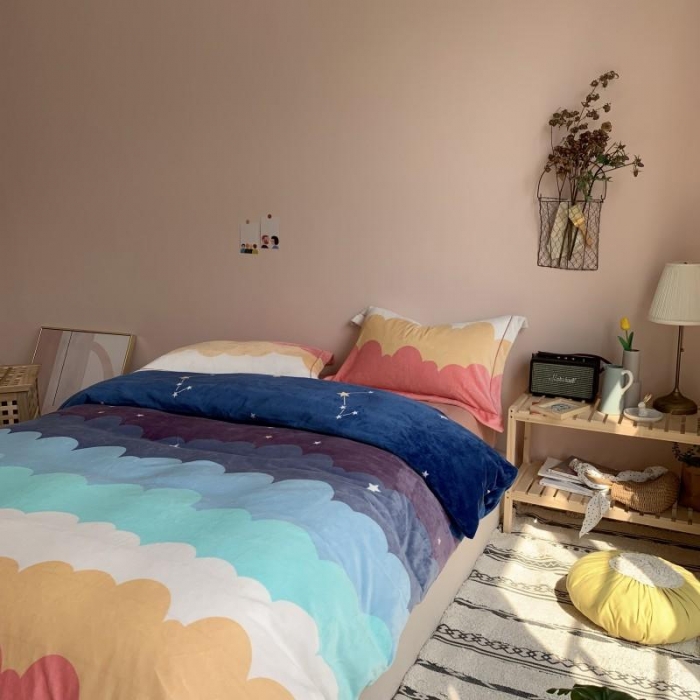 91家纺网 家纺一手货源 找家纺 （总）时年 2019牛奶绒印花保暖四件套（手机实拍图）