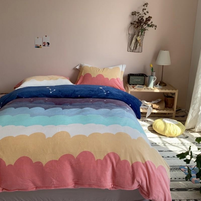 91家纺网 家纺一手货源 找家纺 （总）时年 2019牛奶绒印花保暖四件套（手机实拍图）