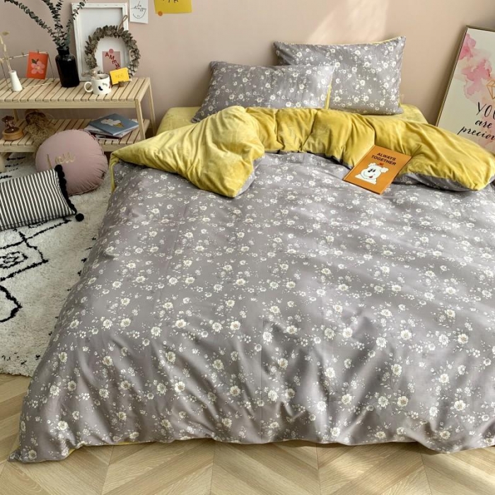 91家纺网 家纺一手货源 找家纺 时年 2019棉加绒系列三四件套 暗香