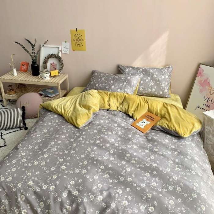 91家纺网 家纺一手货源 找家纺 时年 2019棉加绒系列三四件套 暗香