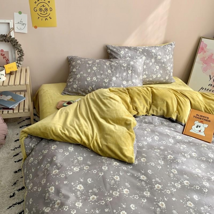 91家纺网 家纺一手货源 找家纺 时年 2019棉加绒系列三四件套 暗香