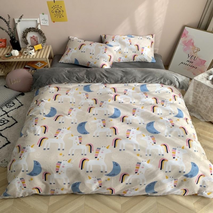 91家纺网 家纺一手货源 找家纺 时年 2019棉加绒系列三四件套 彩虹马