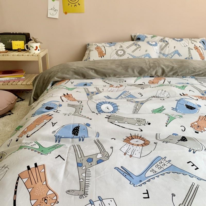 91家纺网 家纺一手货源 找家纺 时年 2019棉加绒系列三四件套 动物派对