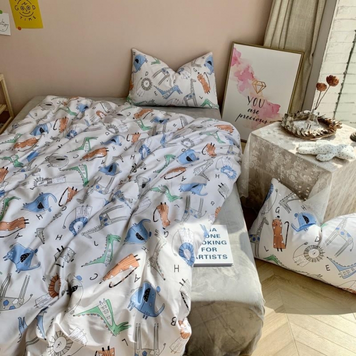 91家纺网 家纺一手货源 找家纺 时年 2019棉加绒系列三四件套 动物派对