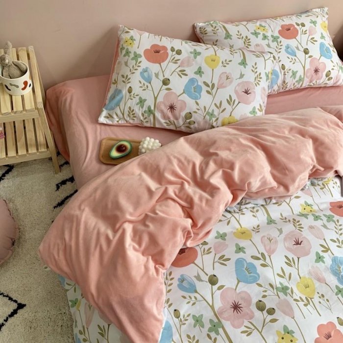 91家纺网 家纺一手货源 找家纺 时年 2019棉加绒系列三四件套 朵拉