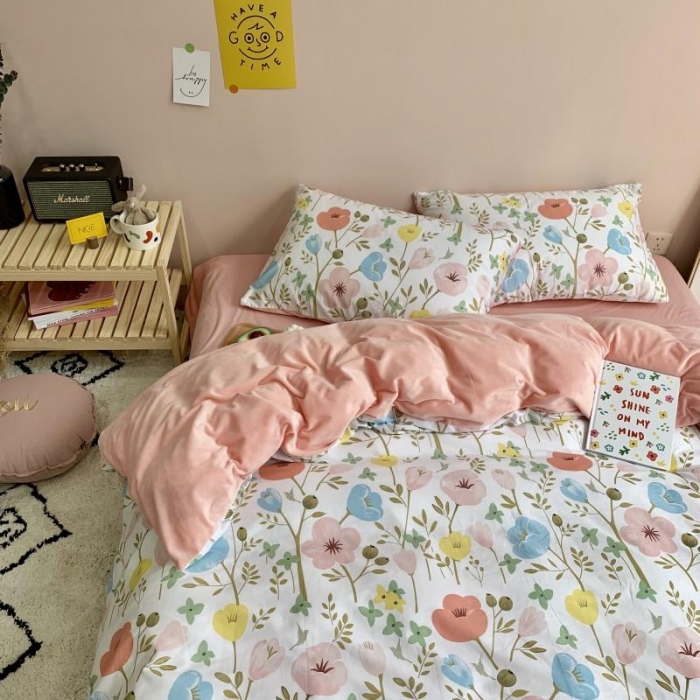 91家纺网 家纺一手货源 找家纺 时年 2019棉加绒系列三四件套 朵拉