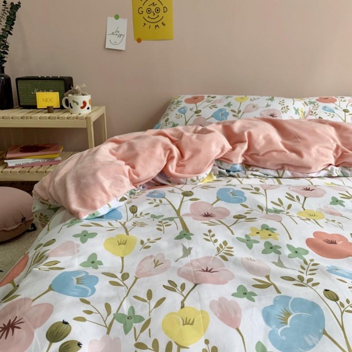 91家纺网 家纺一手货源 找家纺 时年 2019棉加绒系列三四件套 朵拉