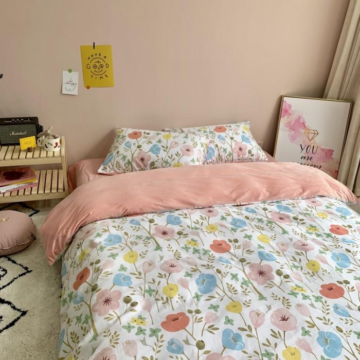 91家纺网 家纺一手货源 找家纺 时年 2019棉加绒系列三四件套 朵拉