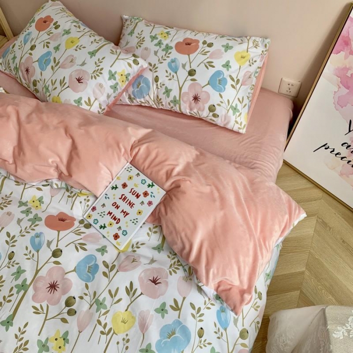 91家纺网 家纺一手货源 找家纺 时年 2019棉加绒系列三四件套 朵拉