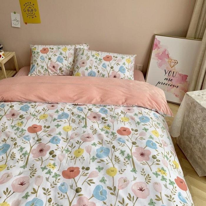 91家纺网 家纺一手货源 找家纺 时年 2019棉加绒系列三四件套 朵拉