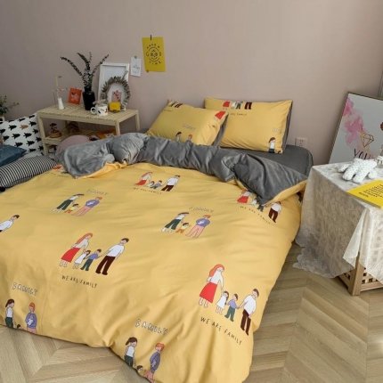 时年 2019棉加绒系列三四件套 快乐一家人