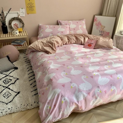 时年 2019棉加绒系列三四件套 天鹅公主