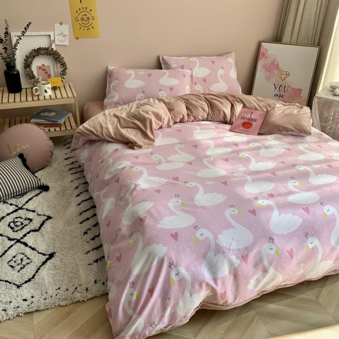 91家纺网 家纺一手货源 找家纺 时年 2019棉加绒系列三四件套 天鹅公主