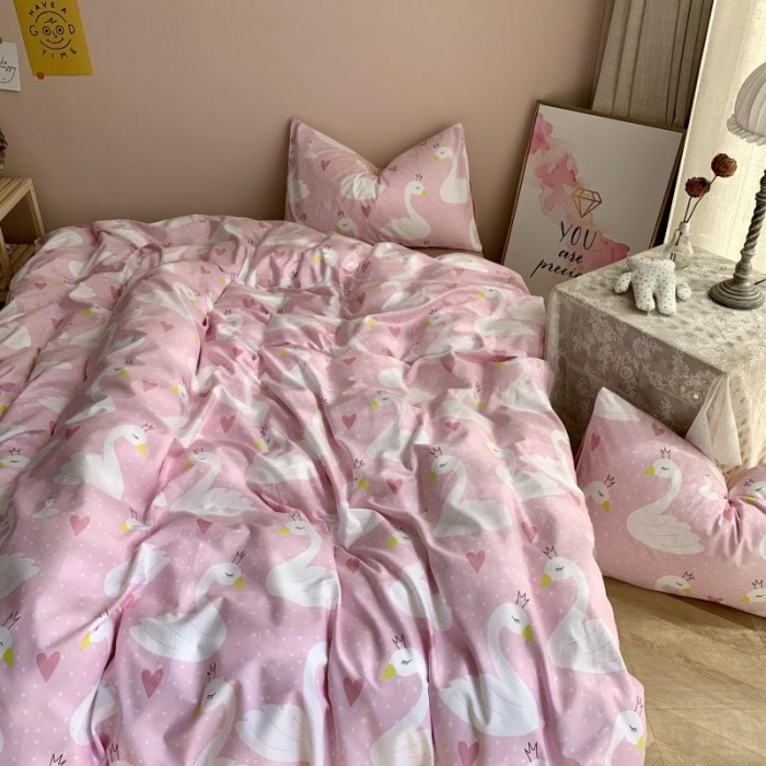 91家纺网 家纺一手货源 找家纺 时年 2019棉加绒系列三四件套 天鹅公主