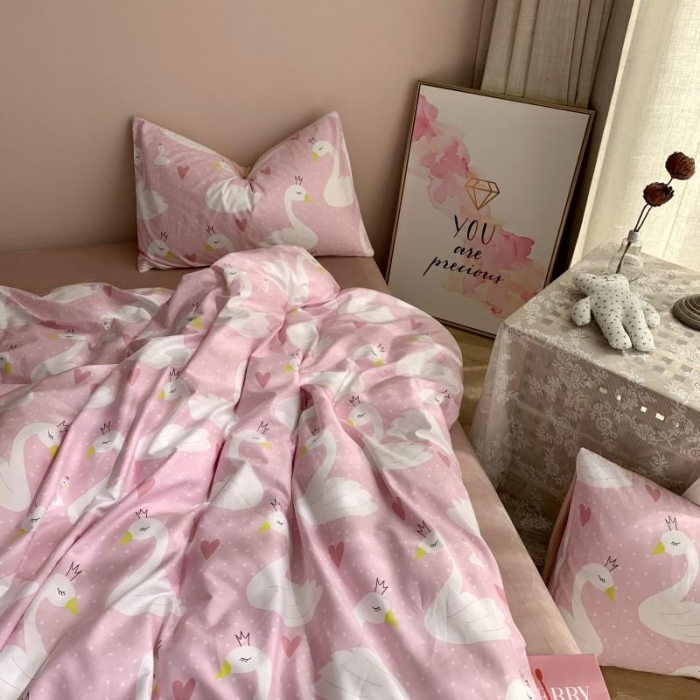 91家纺网 家纺一手货源 找家纺 时年 2019棉加绒系列三四件套 天鹅公主