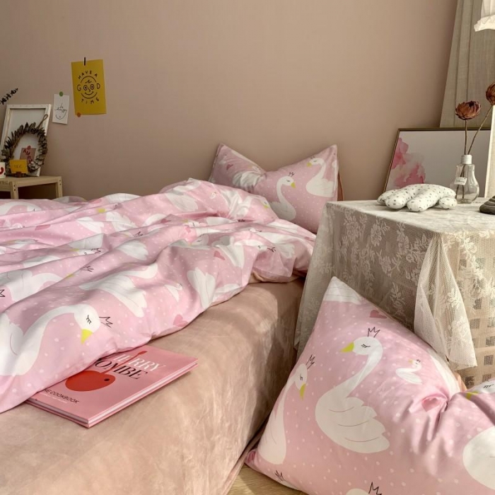 91家纺网 家纺一手货源 找家纺 时年 2019棉加绒系列三四件套 天鹅公主