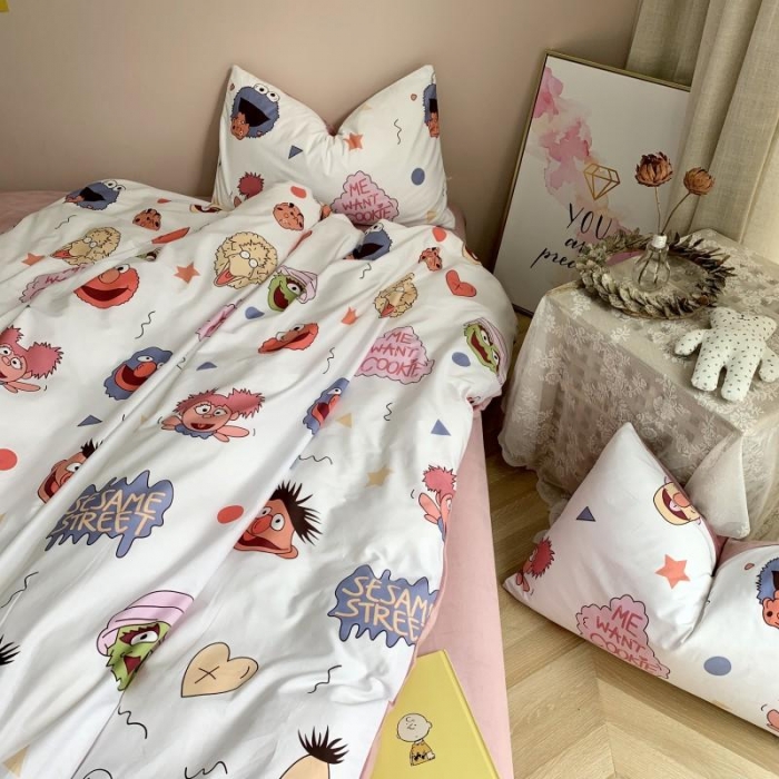 91家纺网 家纺一手货源 找家纺 时年 2019棉加绒系列三四件套 芝麻宝贝粉