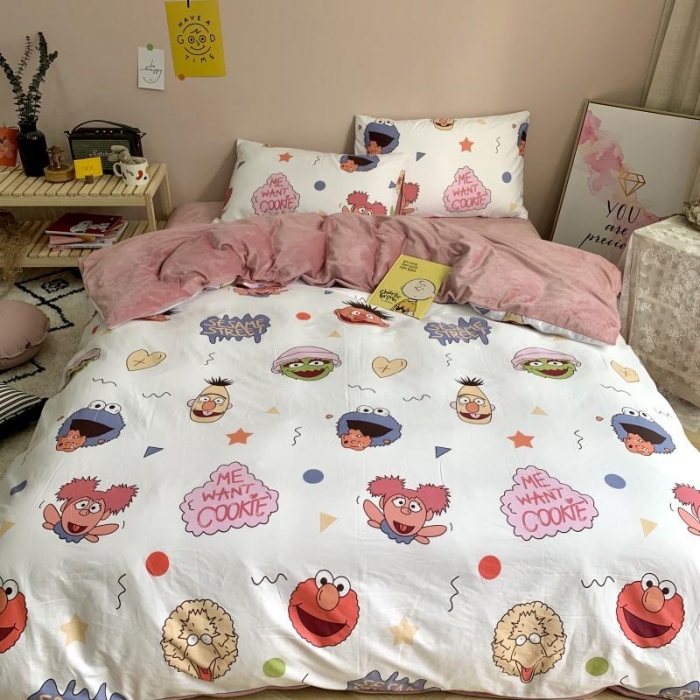 91家纺网 家纺一手货源 找家纺 时年 2019棉加绒系列三四件套 芝麻宝贝粉