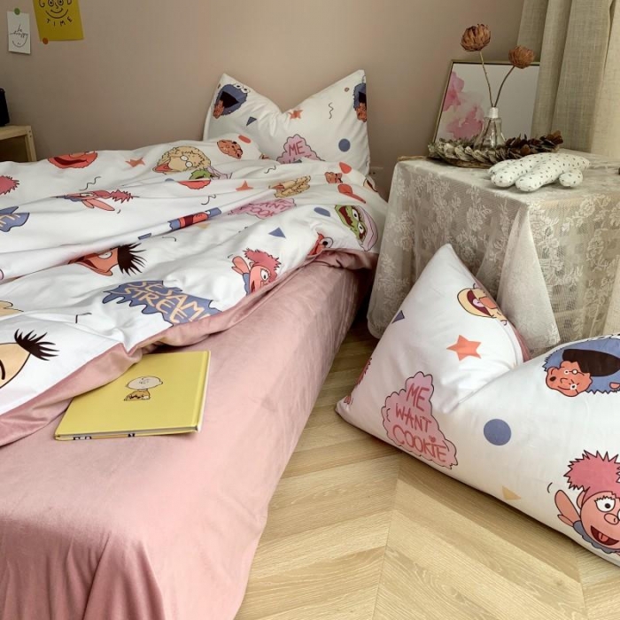 91家纺网 家纺一手货源 找家纺 时年 2019棉加绒系列三四件套 芝麻宝贝粉