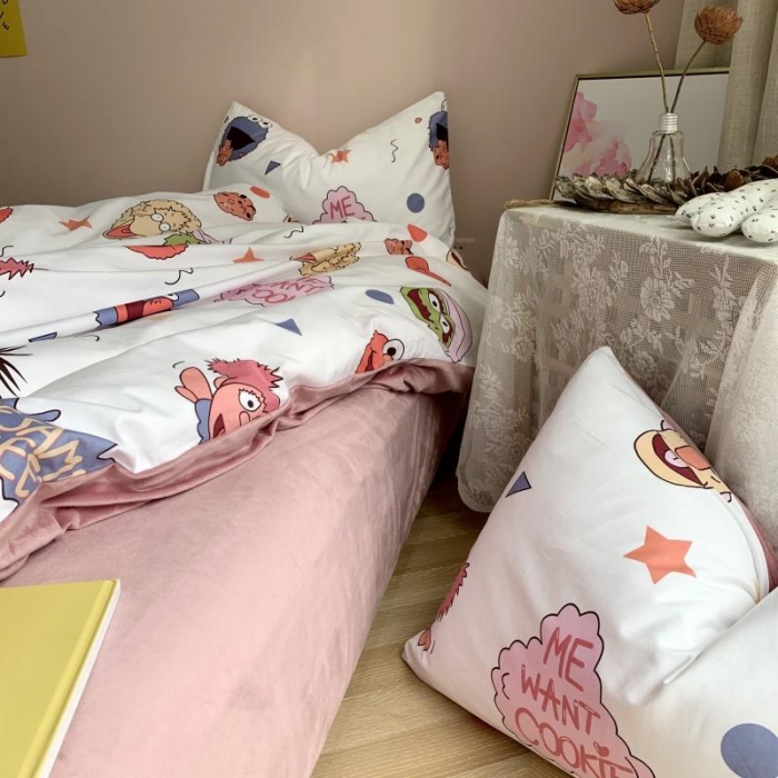 91家纺网 家纺一手货源 找家纺 时年 2019棉加绒系列三四件套 芝麻宝贝粉