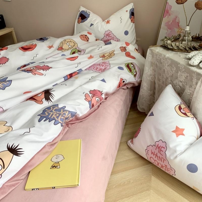 91家纺网 家纺一手货源 找家纺 时年 2019棉加绒系列三四件套 芝麻宝贝粉