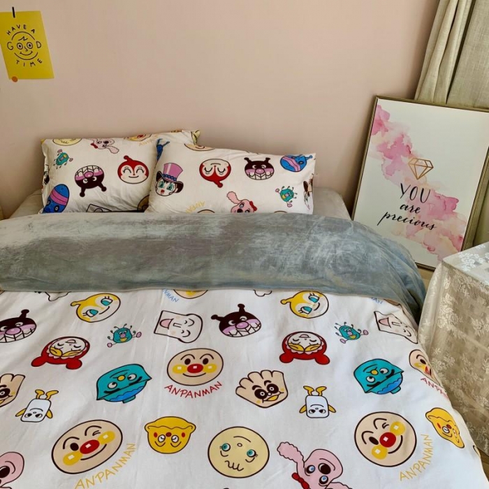 91家纺网 家纺一手货源 找家纺 时年 2019棉加绒系列三四件套 面包超人