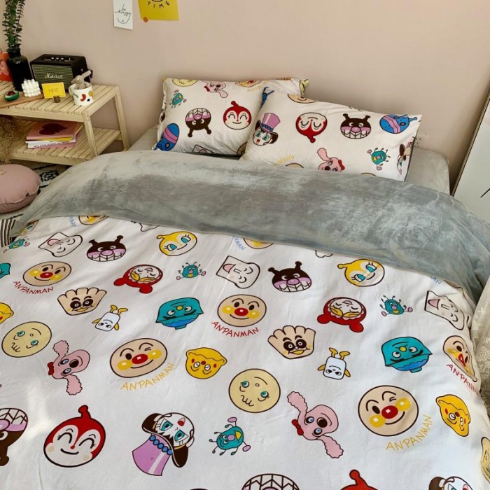 91家纺网 家纺一手货源 找家纺 时年 2019棉加绒系列三四件套 面包超人