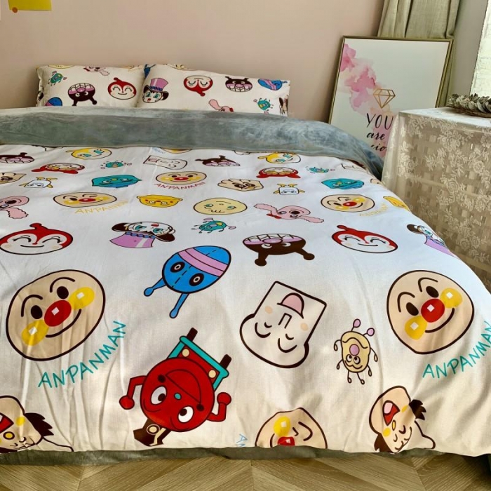 91家纺网 家纺一手货源 找家纺 时年 2019棉加绒系列三四件套 面包超人