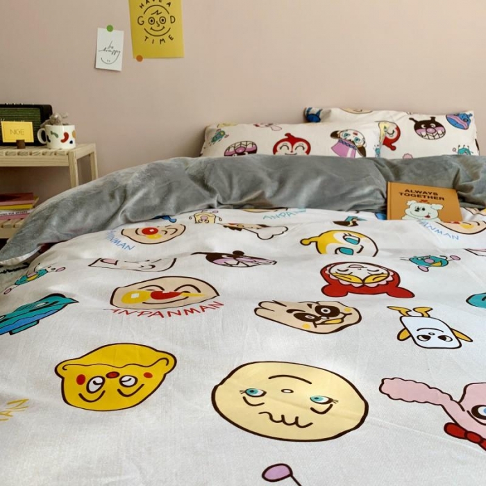 91家纺网 家纺一手货源 找家纺 时年 2019棉加绒系列三四件套 面包超人