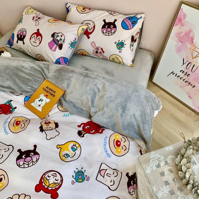 91家纺网 家纺一手货源 找家纺 时年 2019棉加绒系列三四件套 面包超人