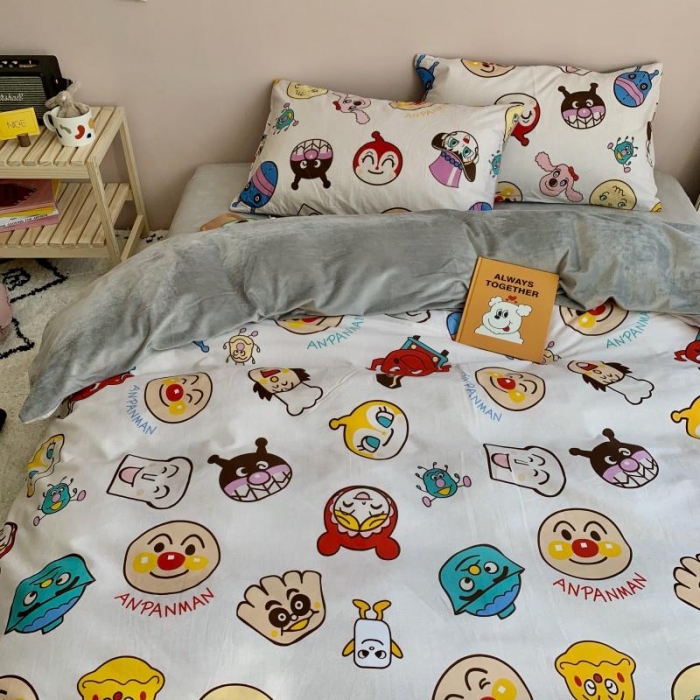 91家纺网 家纺一手货源 找家纺 时年 2019棉加绒系列三四件套 面包超人